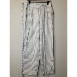 NWT A New Day Cream Black Pinstripe Linen Blend Wide Leg Pants Pleated Size 6